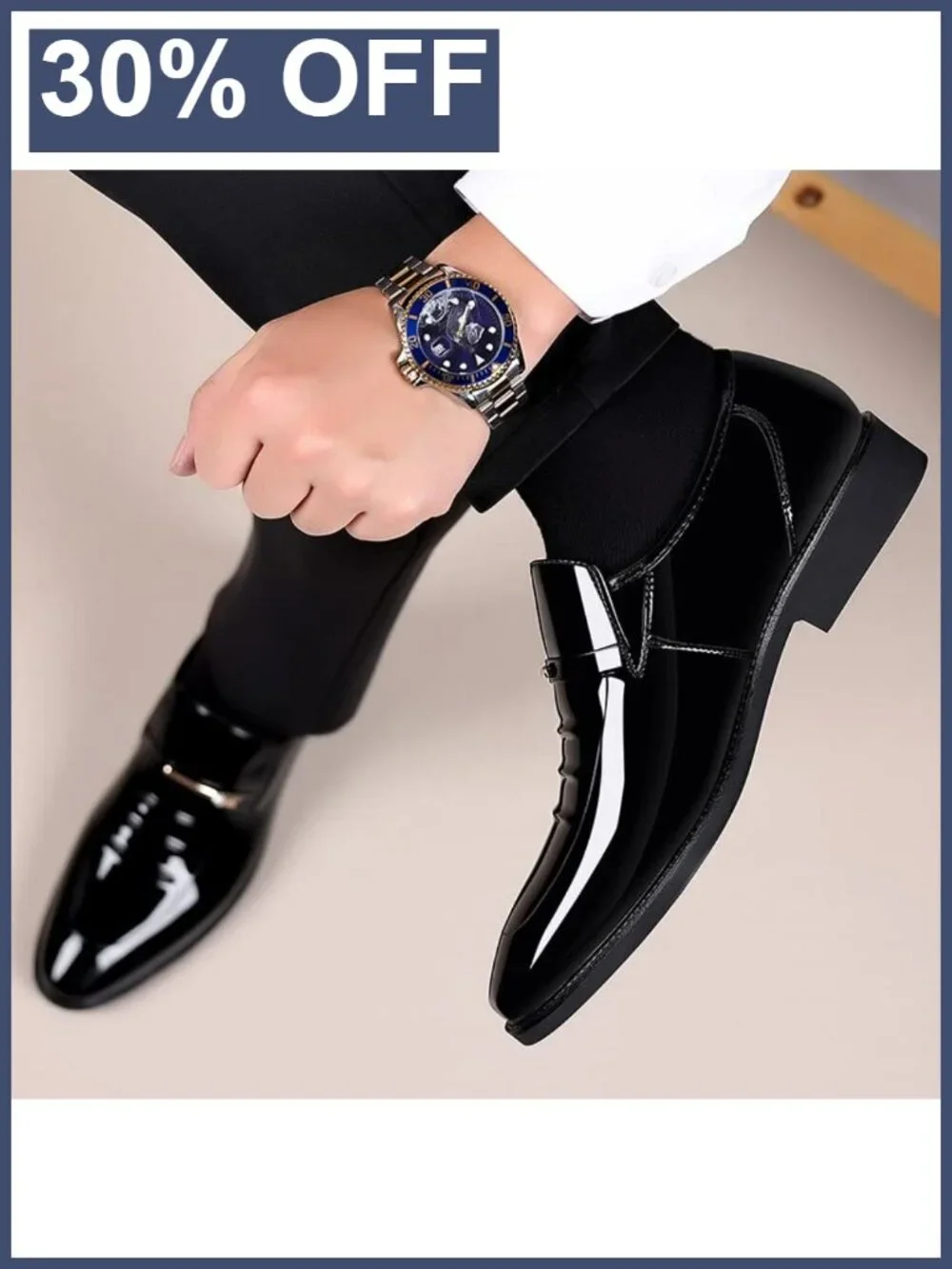 Men's Faux Patent Leather Oxfords Formal Dress Shoes Business Wedding Derby